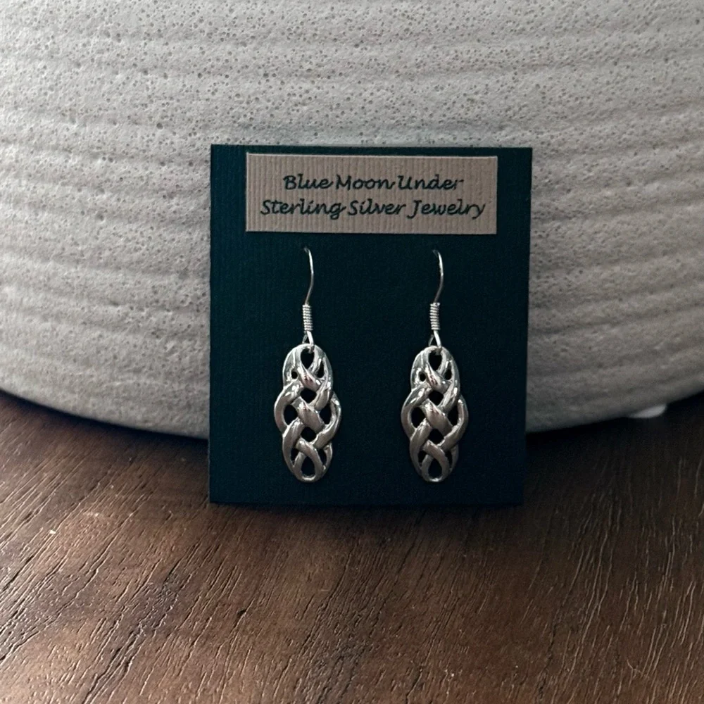 NWT 925 Sterling Silver Celtic Dangle Drop Earrings! Hypoallergenic! NEW! - Picture 7 of 7